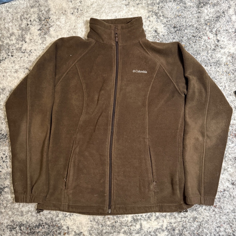 Columbia Full Zip Fleece‎ Jacket Brown Women's Size Large Warm Cozy Outdoor